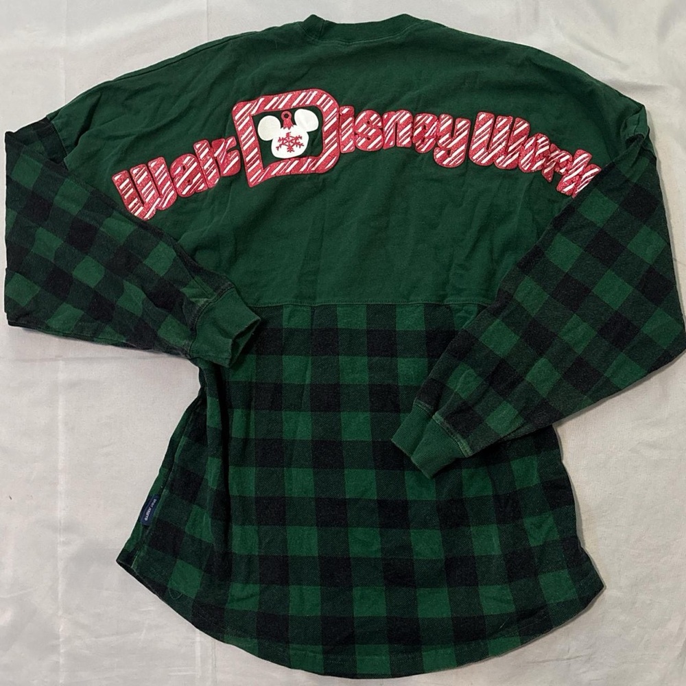 WALT DISNEY WORLD GREEN PLAID HOLIDAY SPIRIT JERSEY